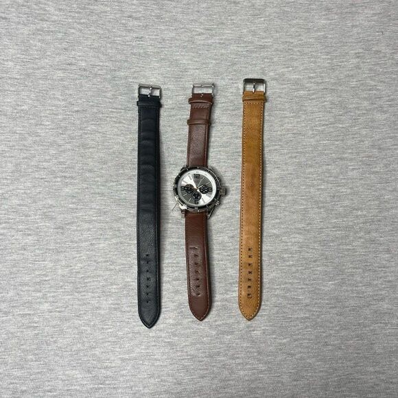 American Exchange Men's Brown Leather 3 PCS. Watch Set - Picture 4 of 12